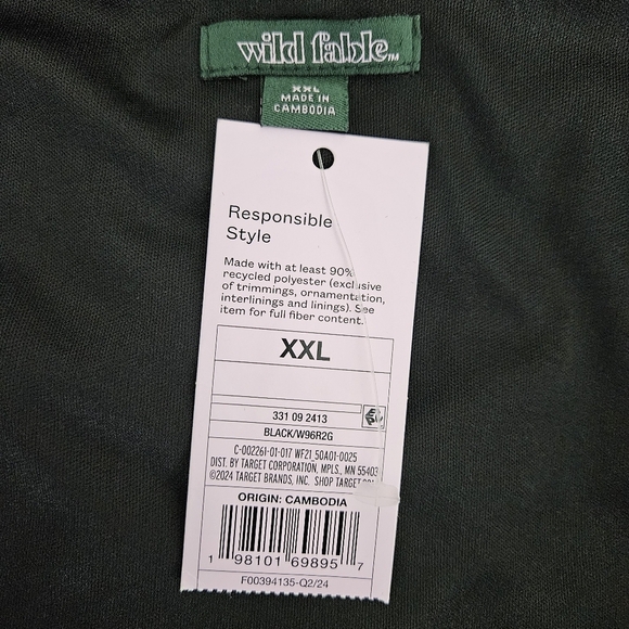 Wild Fable Fit Flare Dress Black Flocked Floral Off Shoulder Long Sleeve 2XL - Picture 6 of 8